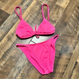 wild fable Hot Pink Triangle Bikini Set